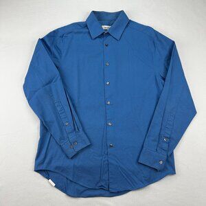 Calvin Klein Men's Slim Fit Stretch Dress Shirt Blue 15.5 32/33 Cotton L/S